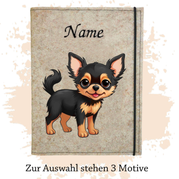 Dokumentenhülle für die Hunderasse Chihuahua Langhaar black tan